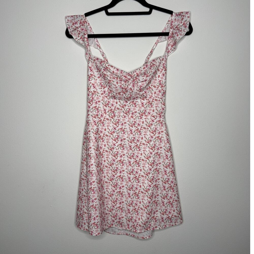 Princess Polly Floral Mini Dress Lace Up Back Coquette Milkmaid US 4